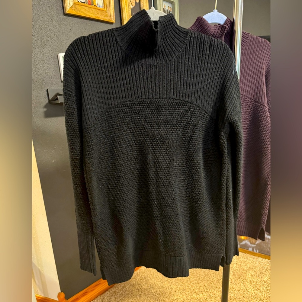 Black Ribbed Turtleneck Sweater